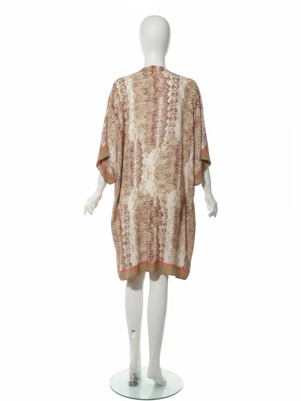 Caden Lane Neutral Snake-Print Kimono with Rust Trim - Picture 9 of 10